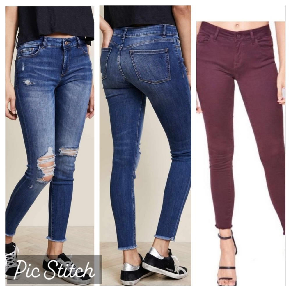 DL1961 "Margaux" Malbec Skinny Ankle simple distressed instasculpt sz 28
